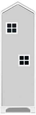 KONSIMO MIRUM Kinderzimmer Möbel 40x126x45cm - Kindermöbel - Kleiderschrank - Grau Schrank für Kinderzimmer - Hausförmiges Möbelstück - Bücherregal für Mädchen und Jungen