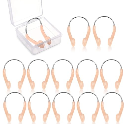 Forreen Nasenklammer Schwimmen, 12 Stück Nase Clip Feststeller Zuverlässig wasserdichte Silikagel Nasenklemme mit Aufbewahrungsbox für Erwachsene und Kinder