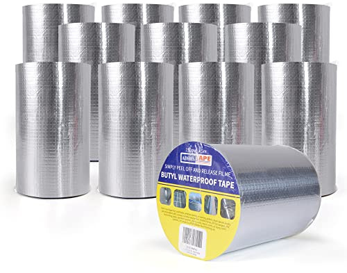 ADHES Ruban Butyle Ruban Étanche En Butyle, Butyle En Aluminium Bande | D'ÉtanchéIté, Ruban AdhéSif Aluminium Haute Temperature, Ruban De RéParation 100MM x 5m，12Rouleaus