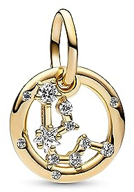 Pandora Moments Colgante con diseño del signo Acuario del Zodíaco chapado en oro de 14 quilates con circonitas cúbicas transparentes