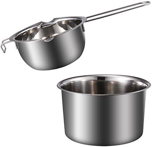 Kichvoe Pentola Doppia in Acciaio Inox Per Sciogliere Cera E Cioccolato Con Manico Ergonomico 10.6X5.5 Pollici Per Uso Domestico E Creazione Candele