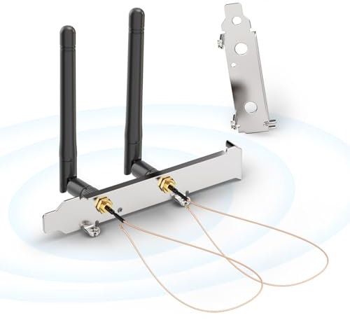 Bingfu Dual Band WiFi Antenna 2.4GHz 5GHz 5.8GHz 3dBi MIMO RP-SMA Male + 2 x 20cm Mini to RP-SMA Cable + PCIE Slot Bracket for WiFi Router Wireless Mini PCI Express PCIE Network Card Adapter