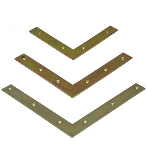 BRESKO 4-20 Stk Flachwinkel Flachverbinder Eckwinkel Winkel Bauwinkel Fensterwinkel Möbelwinkel Beschlag Verbinder Stahl verzinkt (250x250x30x3 mm, 4)
