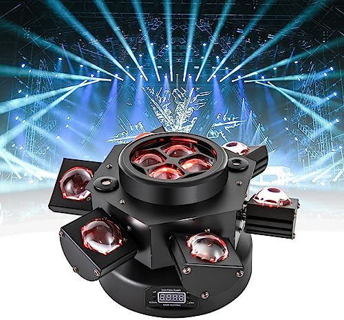 150W Moving Head Licht Partylicht Scheinwerfer RGBW LED Strahler Bühnenlicht mit 512 Soundaktivierter Lichteffekt mit 6 Lichtarmen für Weihnachten DJ Bar Geburtstag Disco Hochzeit