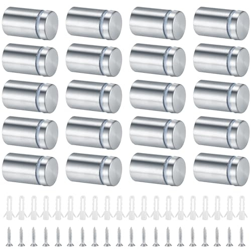 Lot de 20 entretoises murales en acier inoxydable - Vis publicitaires en verre - Support pour verre, miroir, ongles (20)