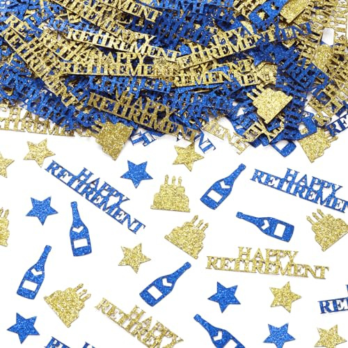 kreat4joy 200 Stück Happy Retirement Dekorationen Konfetti, Glitzer Ruhestand Tischdekorationen für Männer, Marineblau Gold Abschied Dekorationen Party Konfetti für Ruhestand Tisch Party Dekorationen