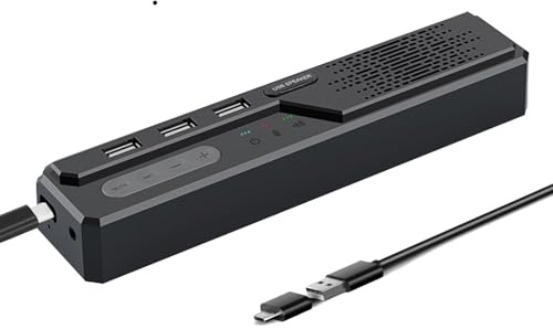 Cykvis 3-i-1 USB-datorhögtalare med mikrofon, PC laptop skrivbord konferenshögtalare med mikrofon för smart hemmakontor och online-studier, 360 graders förbättrad