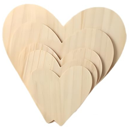 HSTWODE 10 Stück Naturholz Baumscheiben, 5 mm dicke herzförmige Kiefer 10/15/20/25/30 cm Für DIY Handwerk - Hochzeit Dekoration zum Basteln, Malen Baumscheibe (10 Stück 15cm Herz)