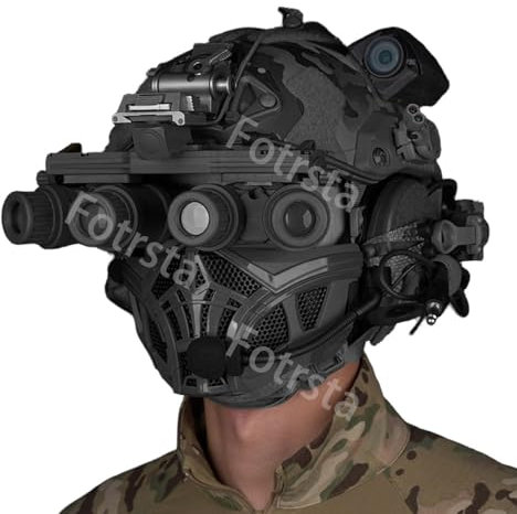 PJ Typ Fast Helm Set Mit Abnehmbare Maske, Outdoor Militär Taktische Helm Game Gear Mit Headset Und Teleskop-Modell Helmkamera-Modell Für CS-Spielgeräte Airsoft Paintball