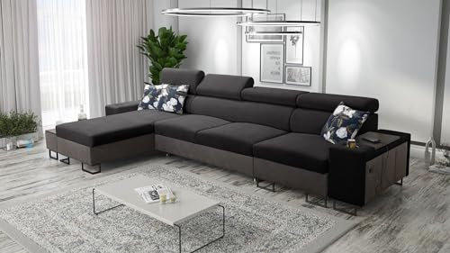 Ecksofa Melani XII Maxi 366x182cm - Schlaffunktion - Bettkasten - L-Form - Couch - Eckcouch - Schlafsofa - Wohnlandschaft - Sofa - Polstersofa - Couch - Freya210.25+ Kunstleder Tauro8207 - Links - 26