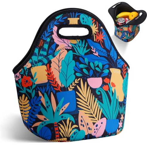 Desing Wish Lunchbox Tasche Neopren Lunchtasche Lunchbag Isoliertas Thermobox Kühltasche Faltbar Thermo Tasche Picknicktasche Isoliert Lunch Bag für Kinder Herren Damen Essen Schule Arbeit Picknick