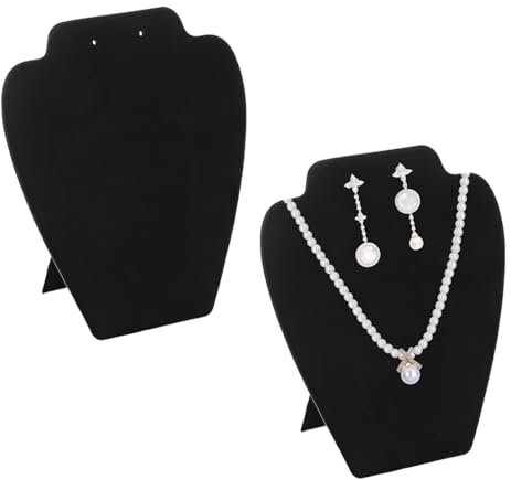 Eophmi Velvet Jewellery Display Stand - 2 Pcs, 21cm Height, Holder for Necklaces, Earrings & Pendants