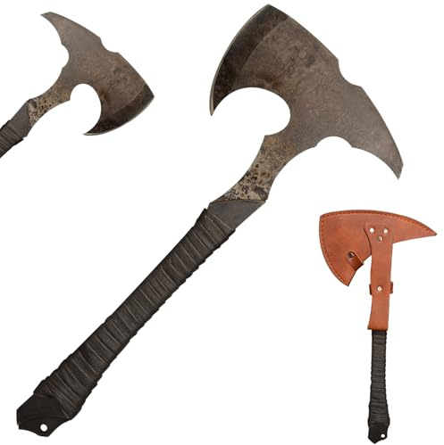 Claymeur 41 cm Full Tang Axt mit Scheide | Tomahawk Survival Taktischer Beil, für die Praxis, Outdoor-Gebrauch, Sammlung