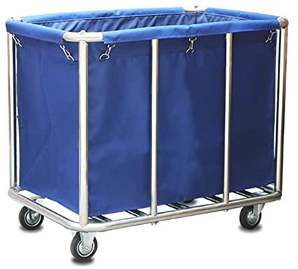 Stainless Steel Housekeeping Cleaning Trolley | Versatile Storage Cart | Multi-Purpose Kitchen Utility Vehicle | Portable with Silent Wheels | Sturdy Yellow Linen Car