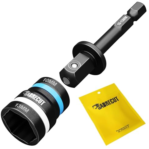 SabreCut 1pc SCDIN10-13 10mm 13mm 62mm Puntas vaso impacto Duradero | Impact apto, reversible design con a sujeción magnética para rápido, duradero nut driving y easy retirada de residuos