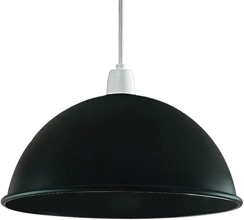 LEDSone Lampenschirm aus Metall, einfache Montage, Retro-Industrie-Deckenbeleuchtung, Hängelampenschirm (grau 30cm) (Schwarz)