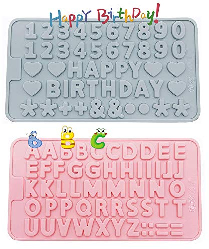 2 Stück Silikonform Buchstaben Set, Schokoladenform Silikon, Silikonformen Alles Gute Candy Gummy Formen für Kuchen Keks SüßIgkeiten Geburtstagsparty Dekoration