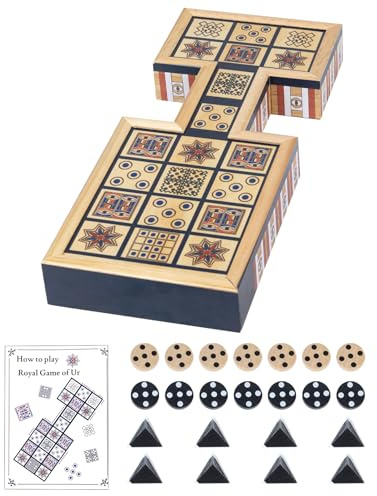 Royal Game of UR, antikes Strategie-Brettspiel für 2 Spieler, wunderschön gestaltetes Brett mit Schubladen, über 4500 Jahre alt, Orange