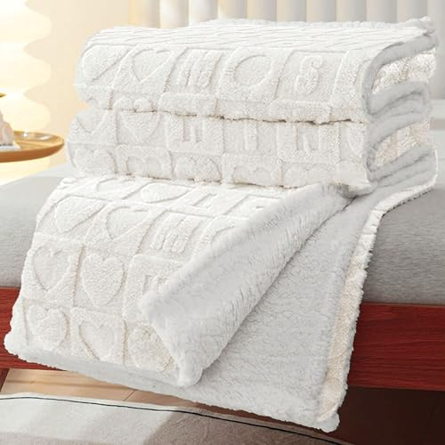 MANEMI Manta Sofa de Borrego, Doble Cara Franela y Sherpa, 100% Poliester, Suave y Caliente para Invierno, Cama, Sobrecama, Borreguito