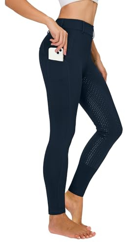 Winter Reitleggings Damen Vollbesatz Thermo Reithose Damen Fleece Gefüttert Wasserdicht mit Handytasche Gürtelschlaufen