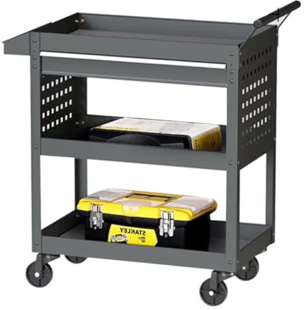 NEWCIX 3 Tier Rolling Tool Box On Wheels With Drawers, Heavy Duty Tool Cart, Large Storage Organization Utility Cart For Garage Warehouse Repair Shop(Black)