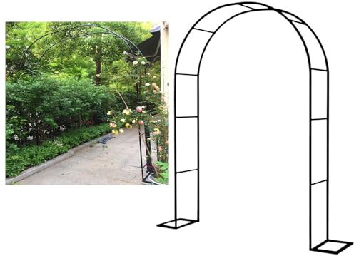 Arche de jardin en métal treillis pour plantes grimpantes en acier pour diverses fleurs d'intérieur ou d'extérieur Décoration de fête de mariage 1,4 x 2,3 x 0,4 m Noir