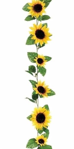 MTKSFDC Blumengirlande 1 Stück 260 cm künstliche gelbe Sonnenblume Girlande Blumenrebe Hochzeit Blumenbogen Dekor Seide