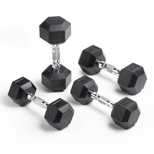 LIONSCOOL Geruchsfreie PVC-ummantelte Hexagon-Hanteln (Kombi-Set: 5 + 7,5 KG)