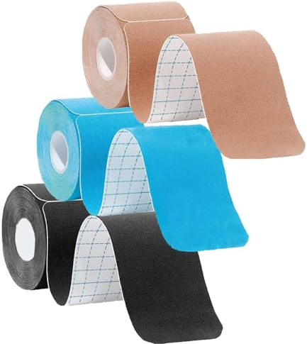 3 Rotoli Tape Sportivo 5 cm × 5 m Kinesio Tape, Elastico Impermeabile Tape Kinesiologico, Tape per Supporto Articolare e Muscolare, Sollievo dal Dolore Spalla, Caviglia, Gomito, Polso, Ginocchio