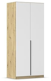 Rauch Möbel Alabama, Kleiderschrank, Farbe Weiß/Eiche Artisan, Breite 91 cm | Schrank, 2-türig, Zubehör Basic, für Schlafzimmer, Kinderzimmer, Homeoffice, Gästezimmer, Garderobe, Flur