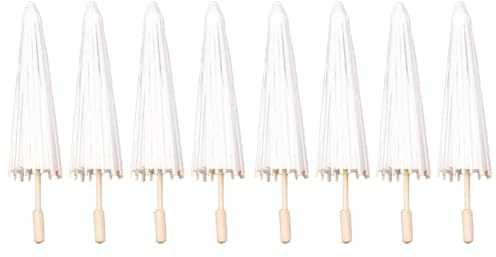 DHYAWUER 8PCS Paper Parasol Wedding Umbrella Party Favor 40cm Bamboo Umbrellas for Bridal Shower Centerpieces Photo Props