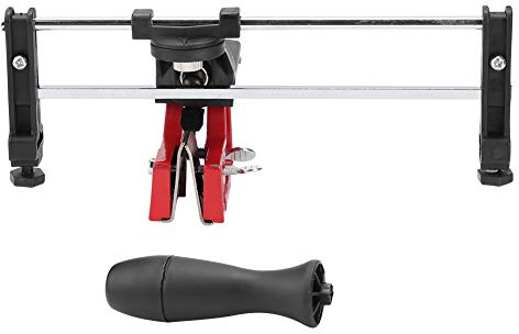 FRELEAN Portable Chainsaw Sharpener | Manual Chain Filing Guide Tool with Adjustable Jaws | Fits of Saw Chains/Fast & Smooth Cutting | Metal Bar Mounted, Red + Black