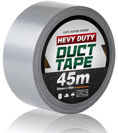 DC VOLTAGE Cloth Duct Tape 5cm Wide 50m Long Roll Heavy Duty Waterproof Grey Roll With Strong Adhesive For Sealing Repairs Bundling HVAC Carpet Jointing And Industrial Applications Indoor Outdoor Use