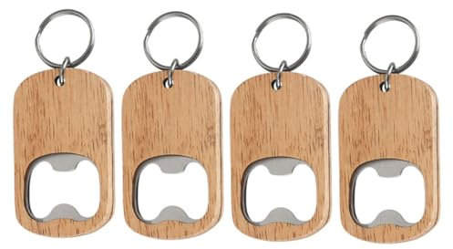 LABRIMP 4piezas Abridor de Botellas de Madera Llavero Abrebotellas Manual para Vino Cerveza y Refrescos Obsequio para Hombre
