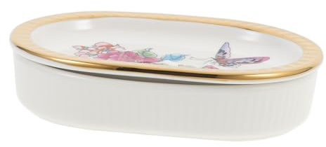 UTHCLO Portasapone in Ceramica Decorativo, Doppio Strato Autosvuotante Drenaggio Rapido, Piccolo Portasapone Elegante Per Bagno, Lavandino e Doccia, Forniture Per La Casa