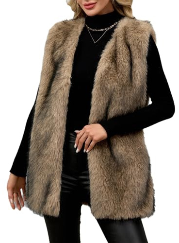 TSEHULYi Gilet Donna Cappotto Pelliccia Sintetica Giacca Senza Maniche Cappotto Gilet Autunno Inverno