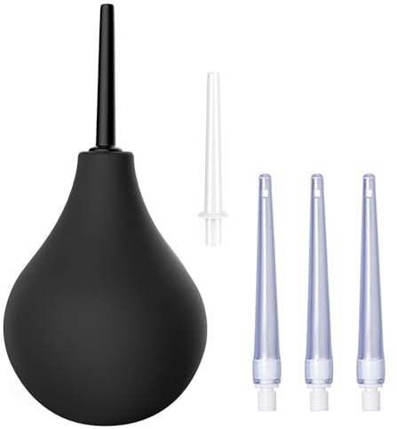 Kit de Enema de Pera, Ducha Anal de 224 ml para Hombres y Mujeres, Fabricado en Silicona Cómoda con 5 Boquillas, para Limpieza de Colon
