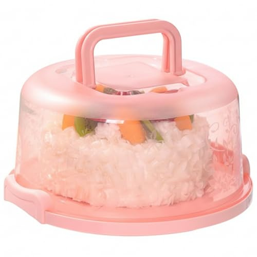 Ferricult Contenitore per torta, contenitore per torta in plastica trasparente, con coperchio e manico, per dessert, cupcake, frutta, picnic in casa, festa, Día de Pascua