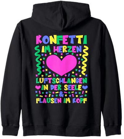 Konfetti im Herzen Luftschlangen in der Seele & Flausen Kopf Kapuzenjacke