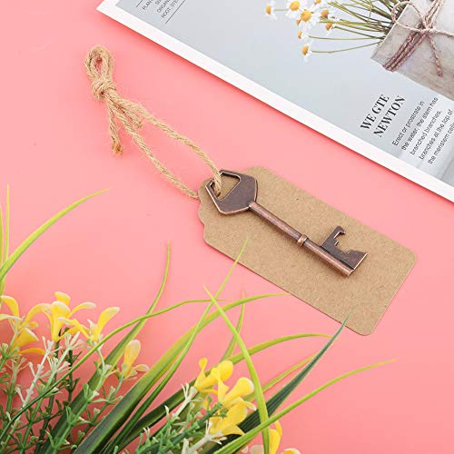 ERYUE Abrebotellas con Forma de Llave Estilo Vintage Duradero para Invitados a la Boda Abrebotellas de Metal 20 Piezas Ecológico (50 piezas + cuerda cáñamo + tarjeta)
