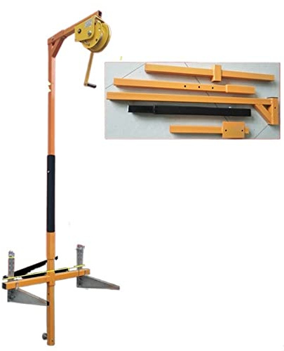 Air Conditioner Installation Lifting Tool Manual Hoist & Support Lift Compact Side Fold Crane Equipment (Upgraded 5HP Motor + 15M Hoist) for Easy Handling