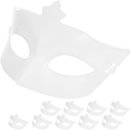 Toyvian 10 Demi-masques Faciaux Blancs Vierges à Peindre Diy, Demi-masque de Cosplay Léger en Plastique pour Bal Masqué, Fête Costumée, Soirée à Thème, Lot de 10 Pièces