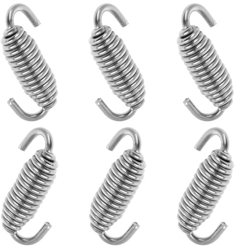Operitacx 6 Muelles de Acero Inoxidable para Tubo de Escape de Motocicleta, Alta Resistencia a Temperatura, Evita Aflojamiento, Color Plata, Adecuado para Rutas Fuera y Dentro de Carretera
