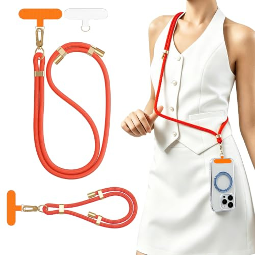 Yutwo 2er Set Handykette Universal, Langes Band und Kurze Handschlaufe,mit 3 Patches
