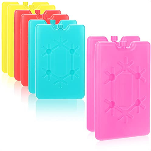com-four® 8x Extra flaches Kühlakku - Platzsparend und ideal für Kühlbox und Kühltasche - Kühlelement in bunten Farben (bunt - 8 Stück - S)