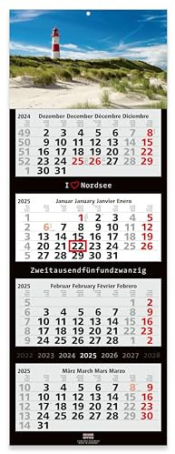 4-Monatskalender 2026 NORDSEE - Wandkalender 33 x 90 cm Großformat - Bürokalender mit tollem Bildmotiv - Geschenk für Nordsee-Fans - Made in Germany by Geiger-Office