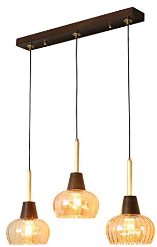 Pendelleuchte Esszimmerlampe Modern Rechteck Hängelampe 3-flammig Esstischlampe Elegante Vintage Eiche Messing Glas Schirm Deckenlampe Kronleuchter Wohnzimmer Küchen insel Bar Schlafzimmer Büro Lüster