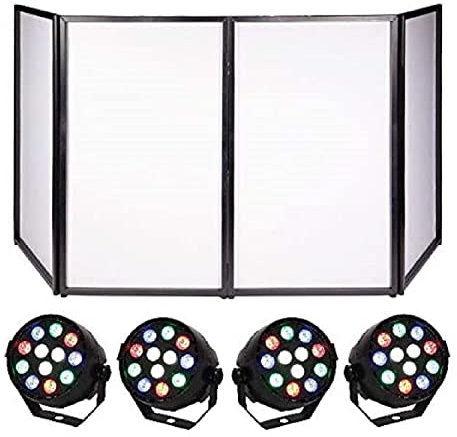 BOO - FACADE DJ de 2M80 X 1M22 + 4 PROJECTEURS éclairages de scène DMX RGB PUISSANTS - idéal déco dj PA SONO DJ MIX LED LIGHT BAR CLUB DISCO MOBILE