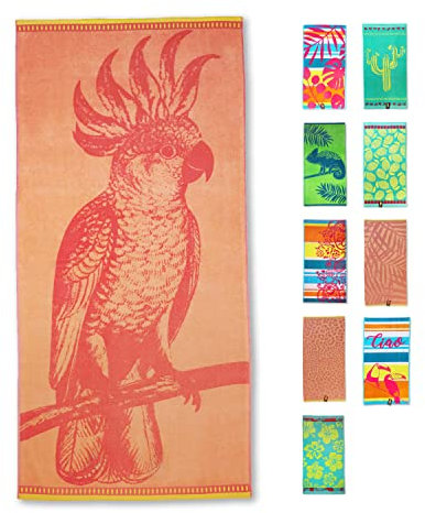 jilda-tex Strandtuch 90x180 cm Badetuch Strandlaken Handtuch 100% Baumwolle Velours Frottier Pflegeleicht Verschiedene Designs (Paradise Bird)