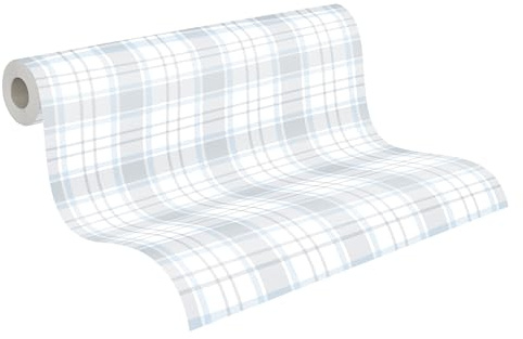 A.S. Création 381223 Little Love Papier peint à carreaux sans PVC pour chambre d'enfant Bleu/gris/blanc satiné